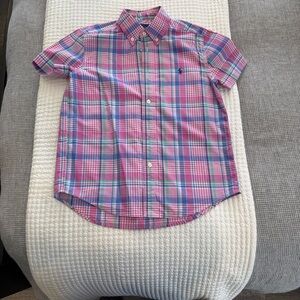 Polo Ralph Lauren Boys Pink and Blue Plaid Shirt